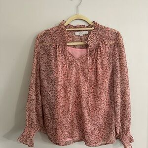 LOFT Women's Pink Floral Top